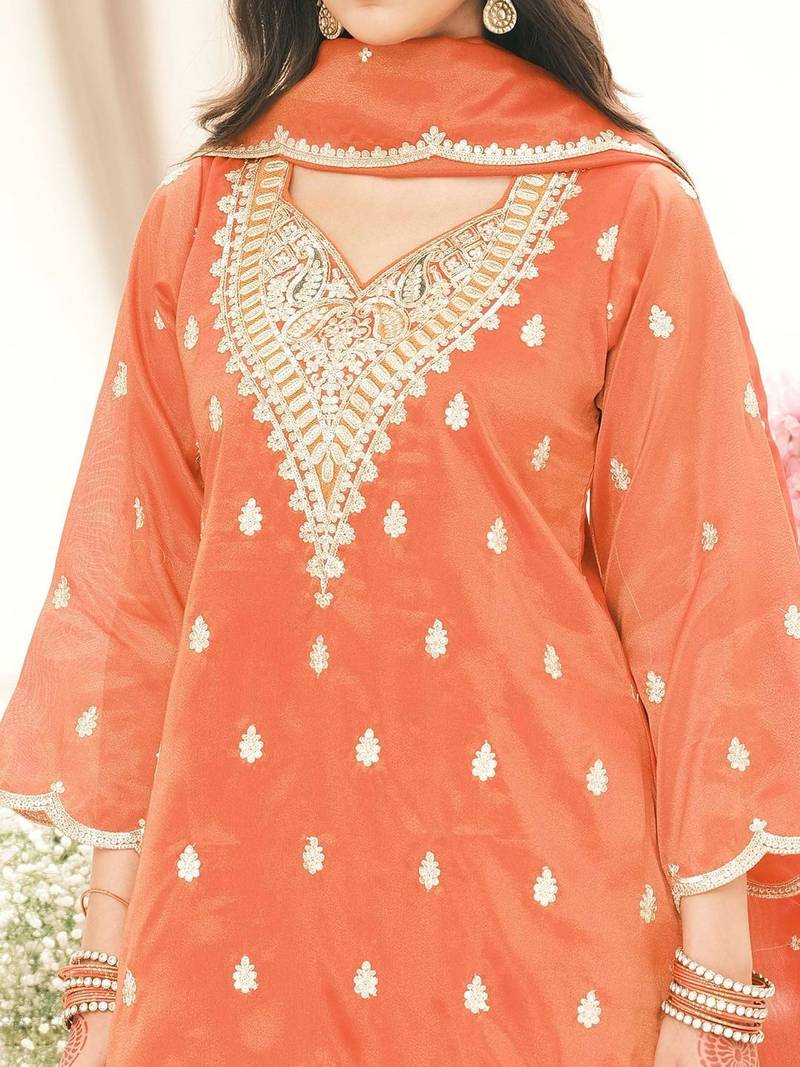 Women Ethnic Motifs Embroidered Regular Kurta with Palazzos & With Dupatta