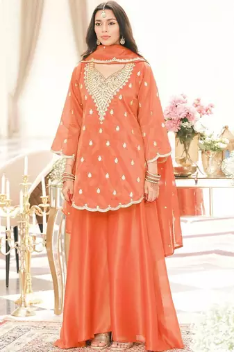 Women Ethnic Motifs Embroidered Regular Kurta with Palazzos & With Dupatta