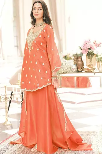 Women Ethnic Motifs Embroidered Regular Kurta with Palazzos & With Dupatta