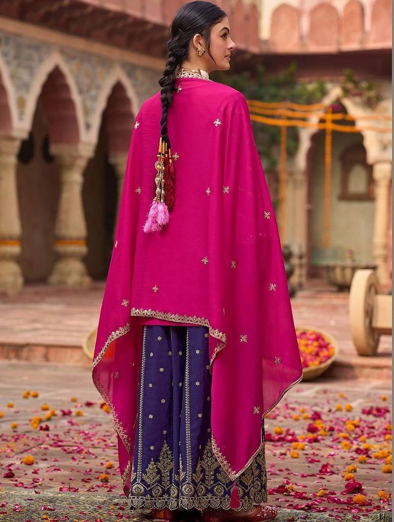 Women Ethnic Motifs Embroidered Regular Kurta with Palazzos & With Dupatta