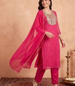Women Printed Regular Kurta with Trousers & With Dupatta