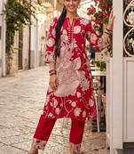 Women Ethnic Motifs Printed Regular Cotton Kurta with Trousers