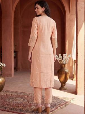 Women Ethnic Motifs Embroidered Regular Sequinned Kurta with Trousers 4
