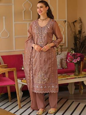 Women Ethnic Motifs Embroidered Regular Thread Work Kurta with Trousers & With Dupatta 1