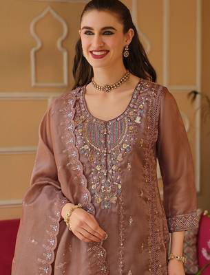 Women Ethnic Motifs Embroidered Regular Thread Work Kurta with Trousers & With Dupatta 2