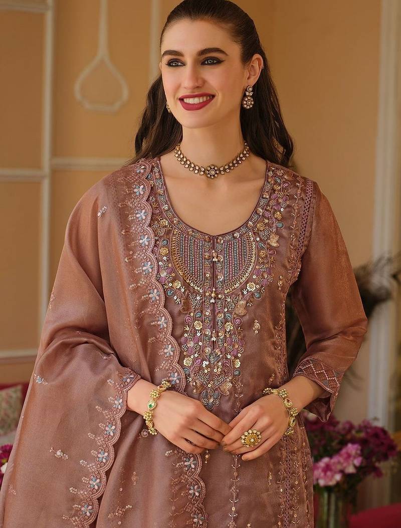 Women Ethnic Motifs Embroidered Regular Thread Work Kurta with Trousers & With Dupatta