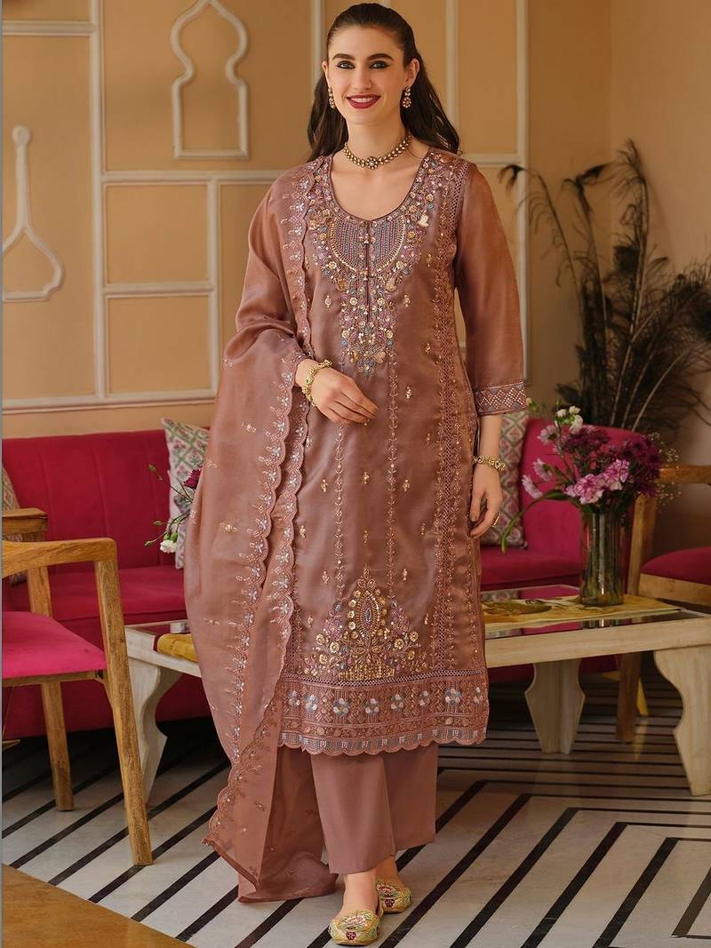 Women Ethnic Motifs Embroidered Regular Thread Work Kurta with Trousers & With Dupatta