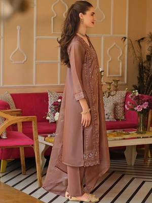 Women Ethnic Motifs Embroidered Regular Thread Work Kurta with Trousers & With Dupatta 6