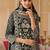 Black Embroidered Straight Kurta Trousers Dupatta Set
