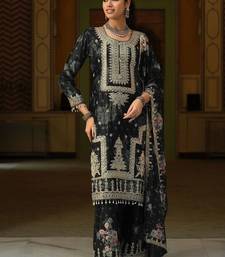 Women Floral Printed Regular Thread Work Kurta with Palazzos & With Dupatta