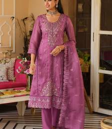 Women Ethnic Motifs Embroidered Regular Thread Work Kurta with Trousers & With Dupatta