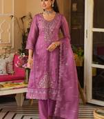 Women Ethnic Motifs Embroidered Regular Thread Work Kurta with Trousers & With Dupatta