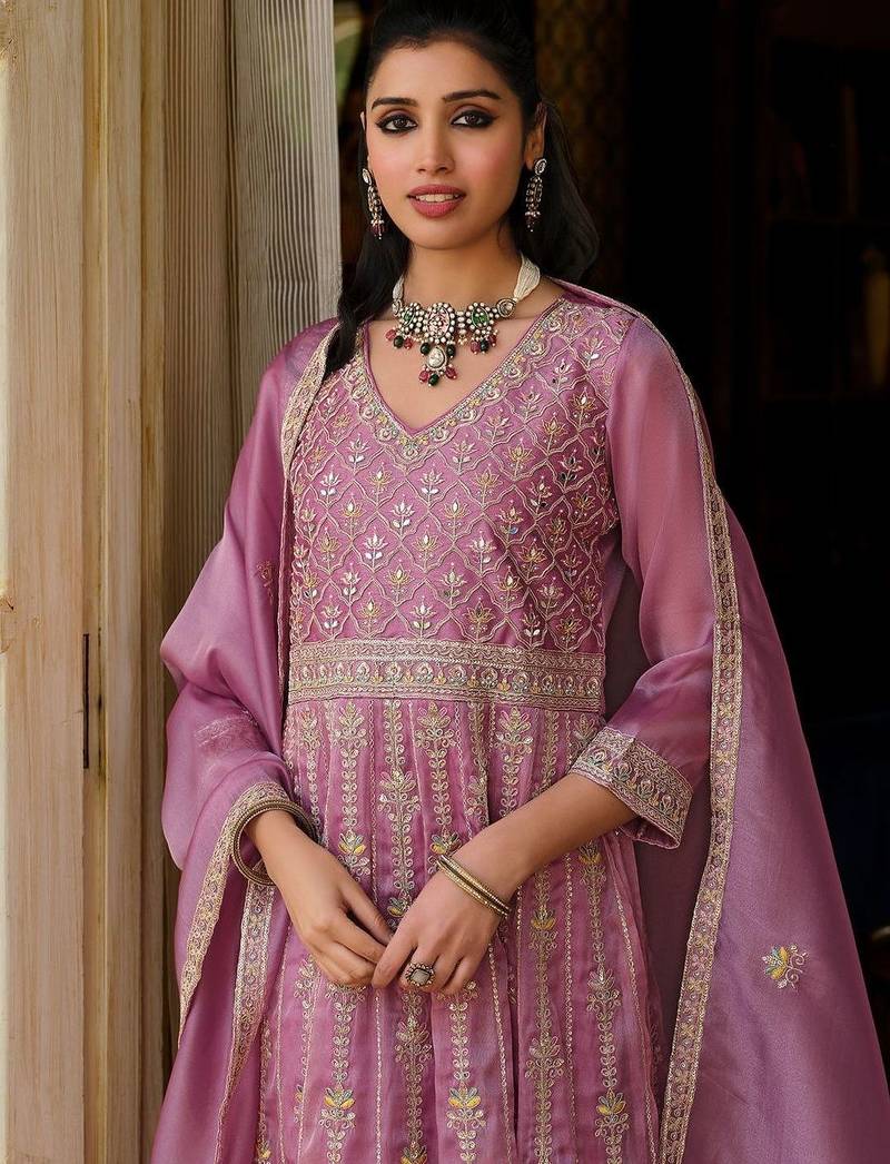 Women Ethnic Motifs Embroidered Panelled Thread Work Kurta with Trousers & With Dupatta