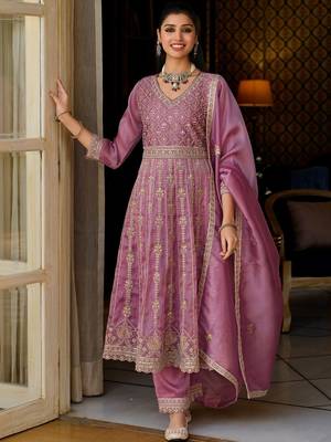 Women Ethnic Motifs Embroidered Panelled Thread Work Kurta with Trousers & With Dupatta 6