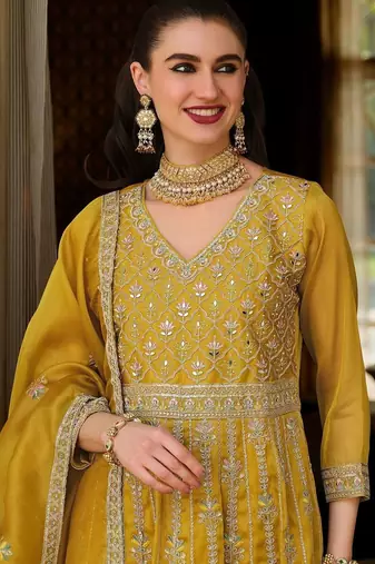 Women Ethnic Motifs Embroidered Empire Mirror Work Kurta with Palazzos & With Dupatta