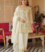 Women Ethnic Motifs Embroidered Regular Thread Work Kurta with Trousers & With Dupatta