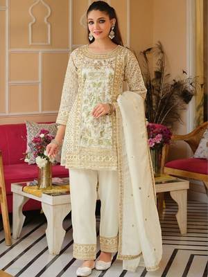Women Ethnic Motifs Embroidered Regular Thread Work Kurta with Trousers & With Dupatta 5