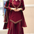 Women maroon silk blend  kurti palazzo dupatta set