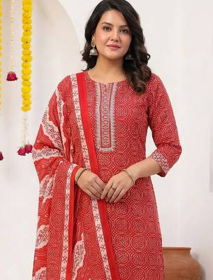 Maroon Printed Straight Kurta Trousers Dupatta Set Kurta Sets 1