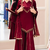 Women maroon silk blend  kurti palazzo dupatta set