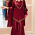 Women maroon silk blend  kurti palazzo dupatta set