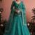 Teal Green Butterfly Net Heavy Embroidery With Stone Work