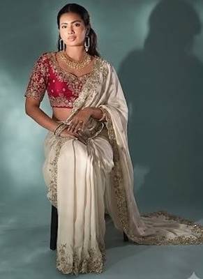 New heavy Rangoli Silk Sequance Embroidered Saree With Blouse Set For women's 1