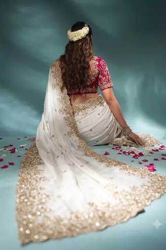 New heavy Rangoli Silk Sequance Embroidered Saree With Blouse Set For women's