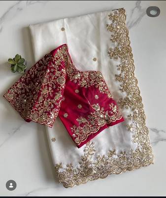 New heavy Rangoli Silk Sequance Embroidered Saree With Blouse Set For women's 3