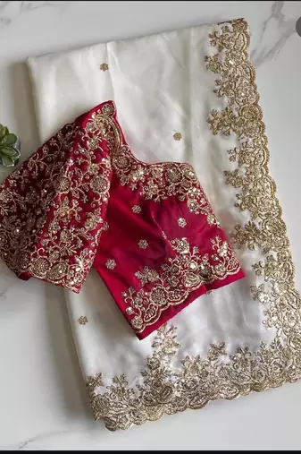 New heavy Rangoli Silk Sequance Embroidered Saree With Blouse Set For women's