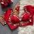 Red navratri multi mirror work mumtaz cut milan silk blend blouse