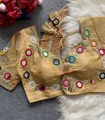 Gold navratri multi mirror work mumtaz cut milan silk blend blouse