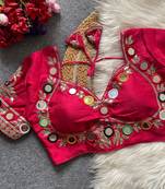 Ranipink navratri multi mirror work mumtaz cut milan silk blend blouse