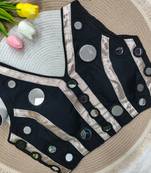 Black navratri mirror work rayon silk blouse