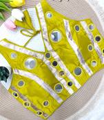 Lemon navratri mirror work rayon silk blouse