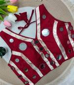 Maroon navratri mirror work rayon silk blouse
