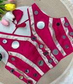 Rani pink navratri mirror work rayon silk blouse