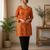Orange colour elegant floral printed rayon kurti casual wear collection