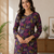 Dark neavy blue colour elegant floral printed rayon kurti casual wear collection