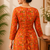 Orange colour elegant floral printed rayon kurti casual wear collection