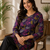 Dark neavy blue colour elegant floral printed rayon kurti casual wear collection