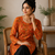 Orange colour elegant floral printed rayon kurti casual wear collection