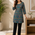 Teal blue colour elegant floral printed rayon kurti casual wear collection