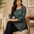 Teal blue colour elegant floral printed rayon kurti casual wear collection