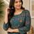 Teal blue colour elegant floral printed rayon kurti casual wear collection