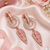 Rose gold finish blush pink halo drop earrings
