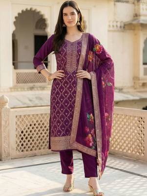 Women Ethnic Motifs Regular Kurta with Trousers & With Dupatta 1