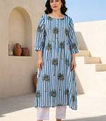Women Printed Regular Pure Cotton Kurta with Trousers