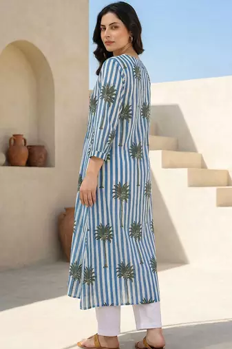 Women Printed Regular Pure Cotton Kurta with Trousers