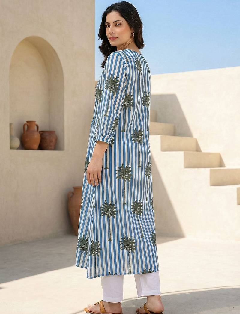 Women Printed Regular Pure Cotton Kurta with Trousers